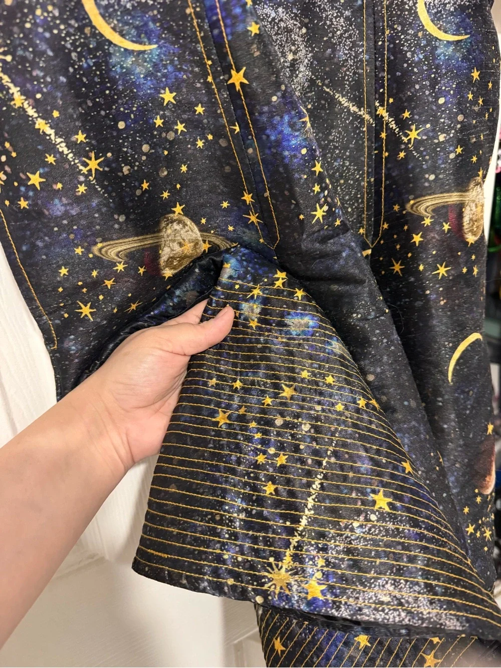 Women’s Black & Gold Celestial Print Dress
